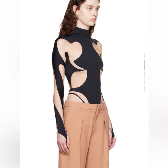 MUGLER rodeo, Black hearts 🖤 cut out bodysuit with sheer mesh panels, lu… - Picture 10 of 16